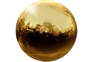 uxcell Gazing Globe Decor Ball 3.5 Inch 90mm Reflective Garden Sphere Polished Hollow Ball, Seamless Stainless Steel Gazing Ball, Smooth Mirror Globe for Garden Home Decor, Gold Tone