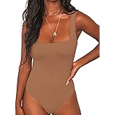 Allchic Womens Scoop Neck Bodysuits Tops Racer Back Tank Shirts Sleeveless Jumpsuits