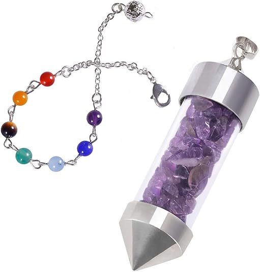 Kristall Halskette Mit Chakra Amulett - Verstellbarer Heilstein Anhänger