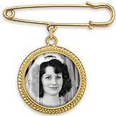Gold Wedding Bouquet Photo Charm for Bridal Wedding Bouquet Gold Picture Frame Pin Memorial DIY Photo Charm for Bride or Memorial Boutonniere Pin for Groom