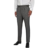 Mens Tweed Dress Pants Retro Vintage Wool Thick Slacks Gurkha Trousers Pleated Front Regular Fit Casual Suit Pants for Men