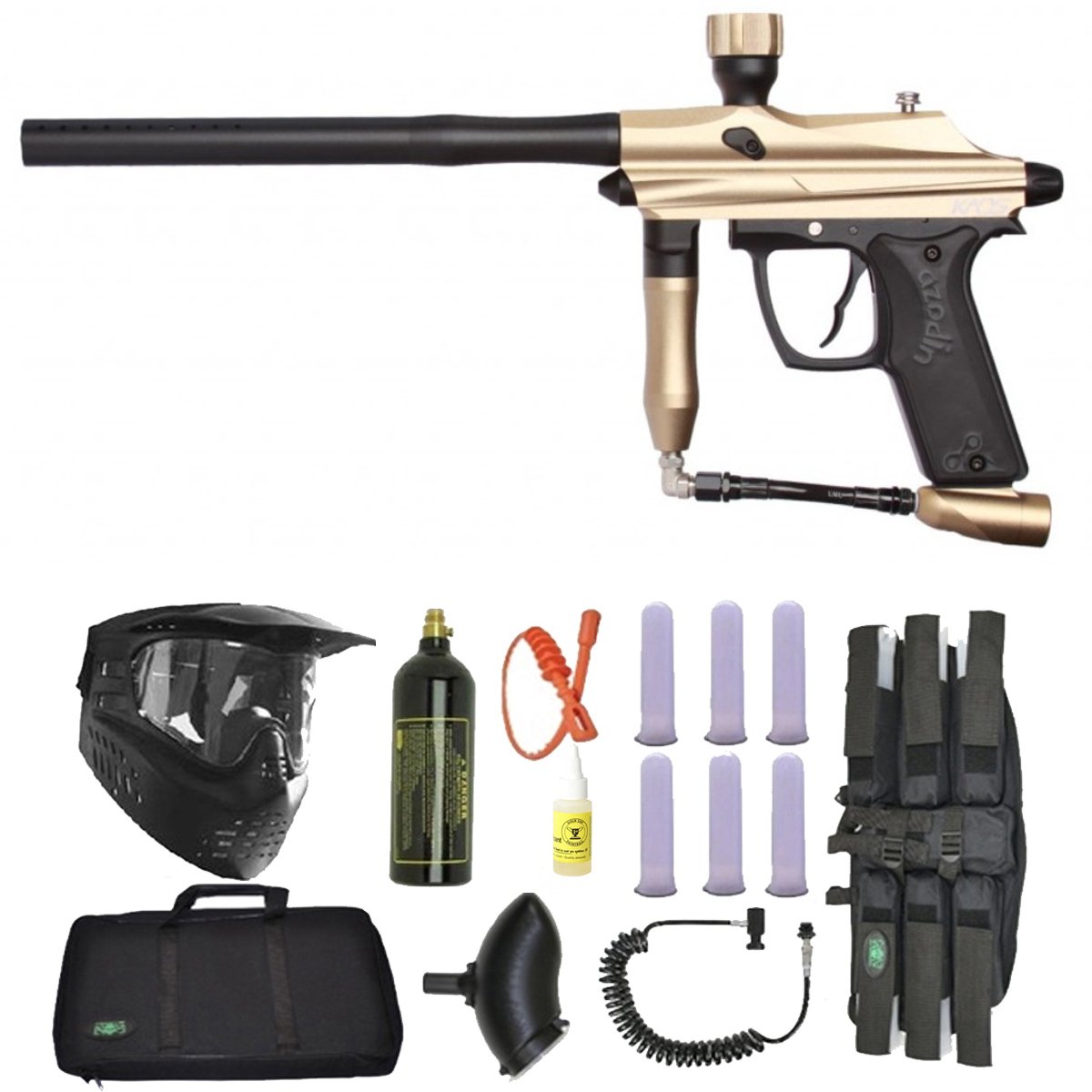 Azodin Kaos Paintball Marker Gun 3Skull Sniper Set Gold