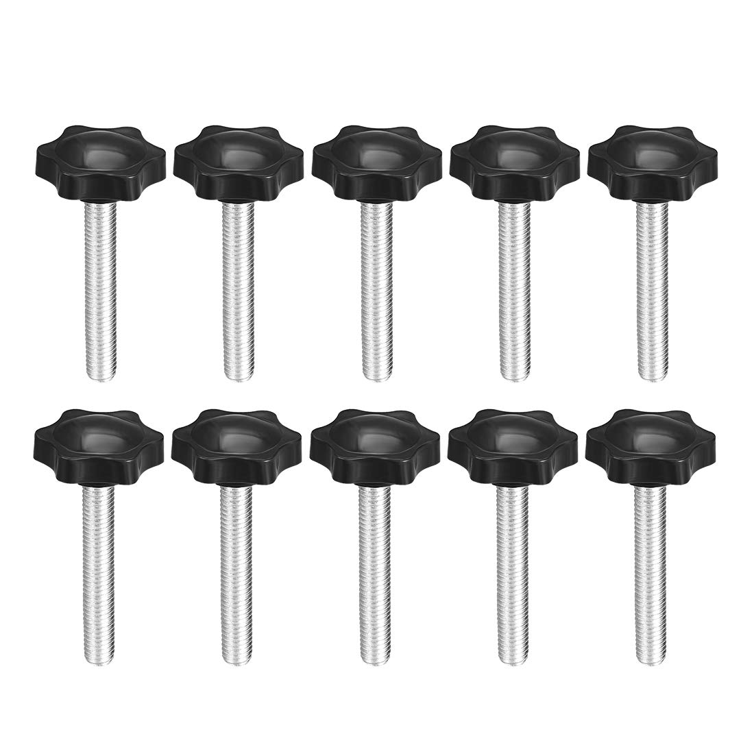 uxcell Clamping Screw Knob, 38mm Dia Plum Hex Shaped Grips Star Knob M8 x 60mm Male Thread, 10pcs