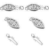 GOMAKERER 2 Pcs Brass Pearl Filigree Necklace Clasp, 15mm Platinum Plated Oval Filigree Fish Hook Clasp Horse Eye Jewelry Slide Clasps Bracelet Connectors for Necklace Bracelet Chain Jewelry Making