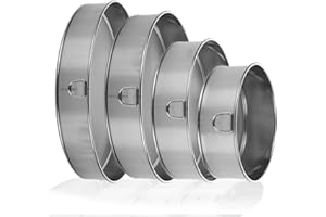 MUXHEL 4 Pcs Stainless Steel Flour Sifter, Round Fine Mesh Flour Sieve, 60 Mesh Flour Sifter for Baking (6”, 8”, 10”, 12” Dia