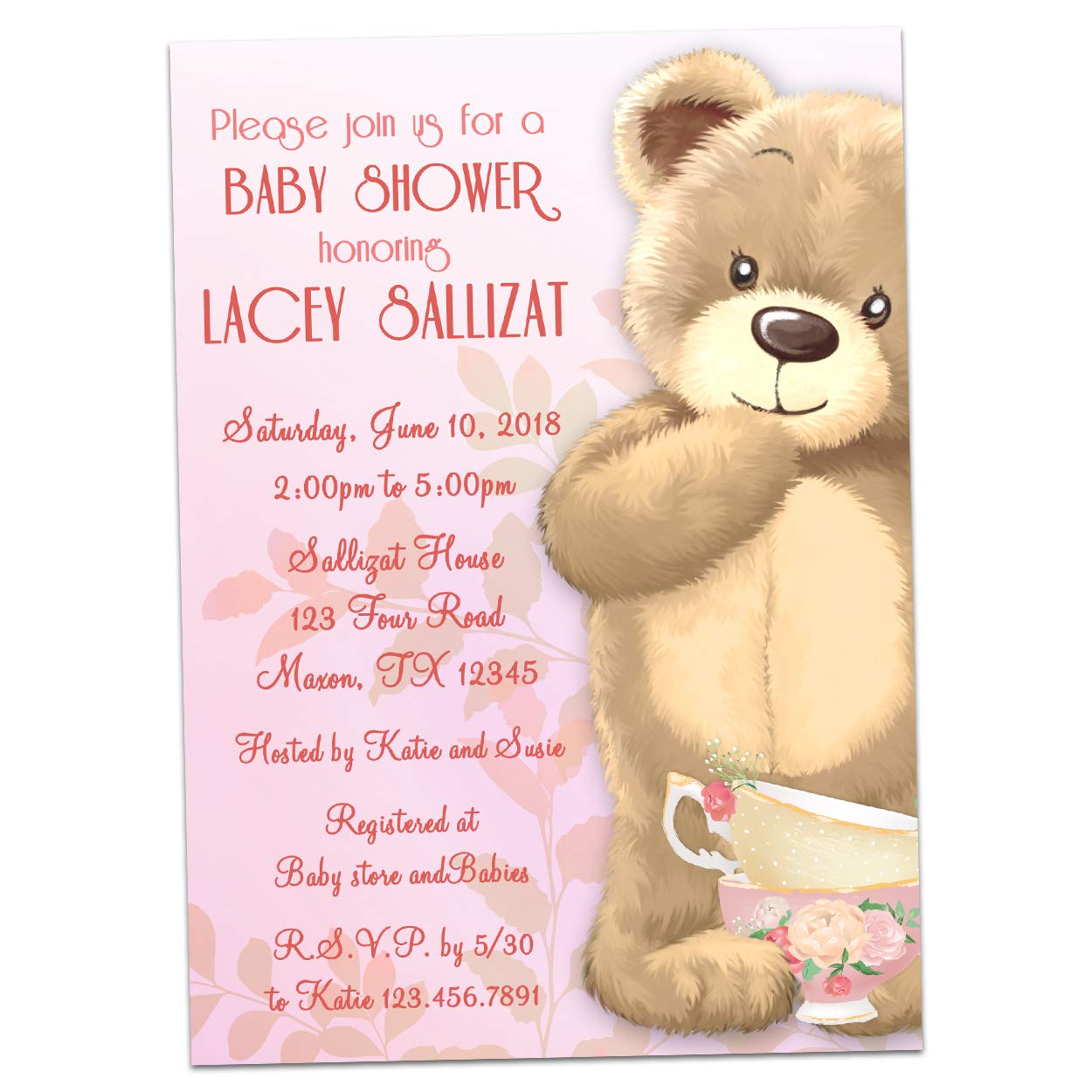 pink teddy bear baby shower
