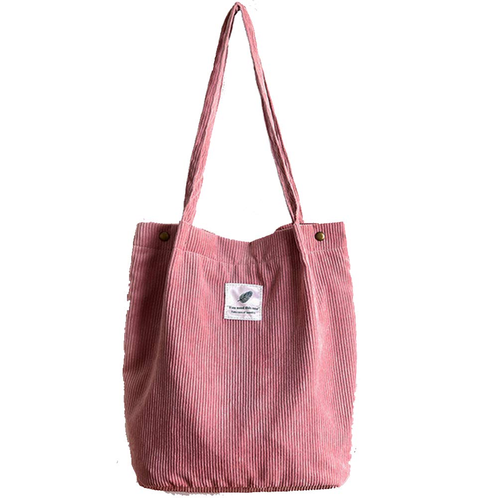 Funtlend Large Cord Bag for Women Corduroy Tote Bag Women Shoulder Handbags Totebag for School Shopping Work College Casual