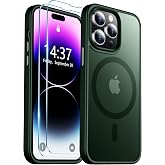 Temdan Magnetic for iPhone 14 Pro Max Case, with [Tempered Glass Screen Protector][Compatible with MagSafe][Military Grade Shockproof] Slim Translucent Matte Phone Case for iPhone 14 Pro Max 6.7"