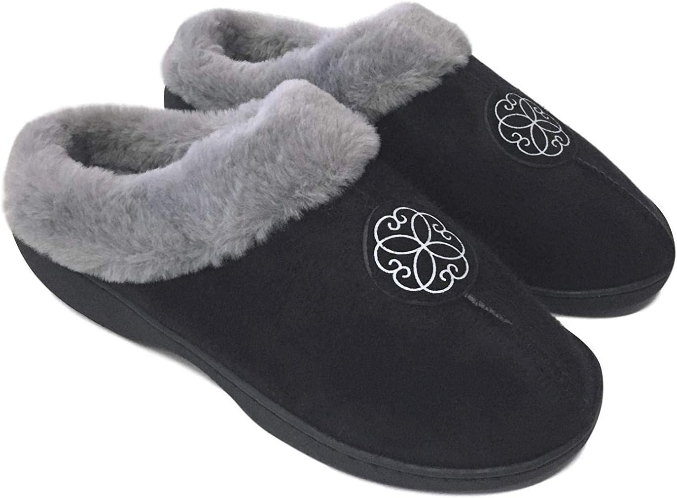 Zanders Women's Microsuede Plush Fur Lined Memory Foam Non Slip Clog Slipper