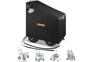 Hose Reel Cart Covers for Outside,Heavy Duty 420D Hosepipes Cover for Garden with Air Vent,Waterproof Strip,2 Reflective Stri