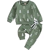 SYHVGI Toddler Boy Christmas 2 Piece Outfits Long Sleeve Crew Neck Embroidery Sweatshirts and Pants Fall Set