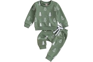 Kupretty Baby Boy Christmas Outfit Toddler Winter Clothes Santa Long Sleeve Crewneck Sweatshirts + Pants Clothing Sets