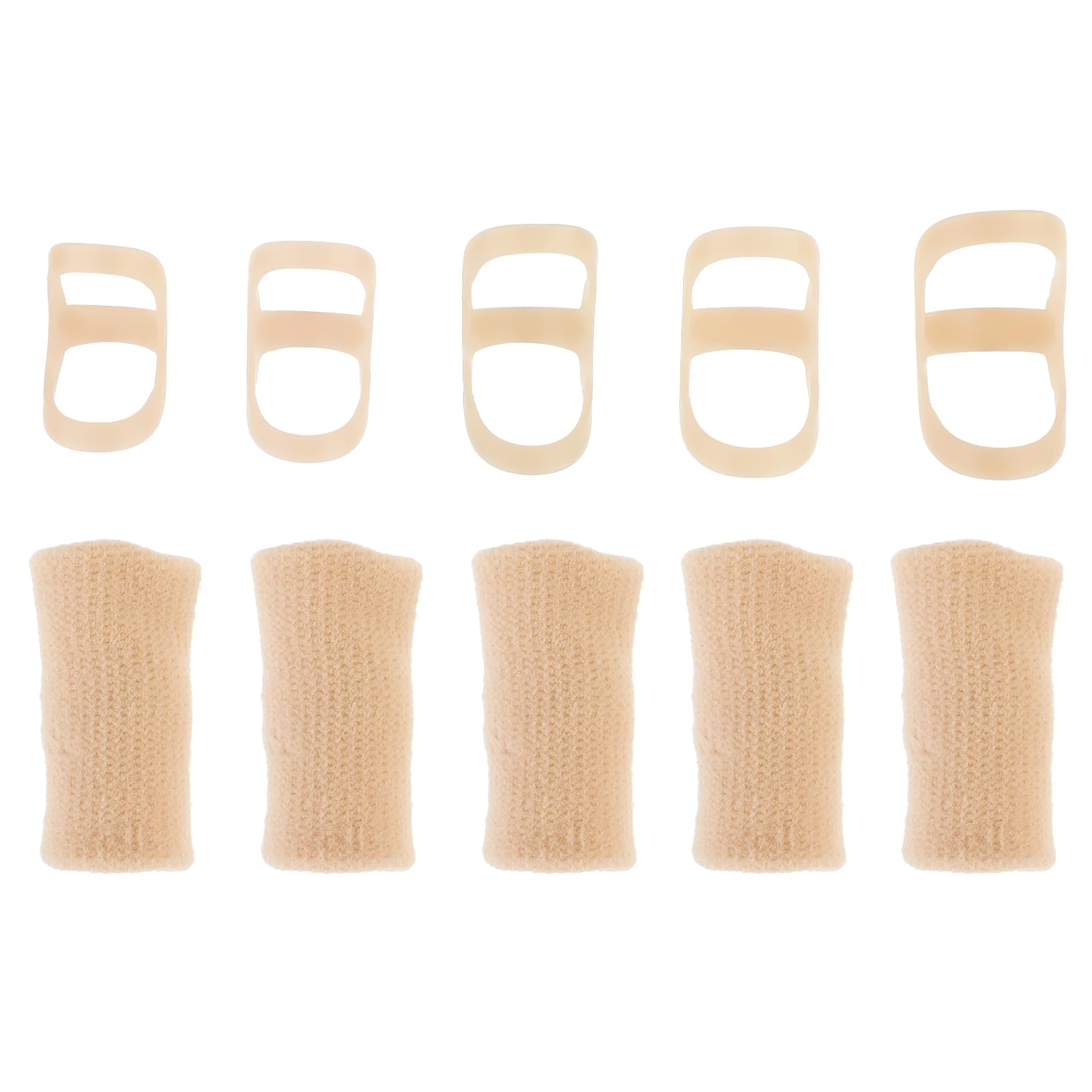10Pcs Oval Finger Splints and Sleeves Kit, 5 Graduated Trigger Finger Splint and 5 Finger Sleeves Finger Support Brace Upgraded Finger Stabilizer Kit for Thumb Middle Ring Index Pinky(Size 5,6,7,8,9)