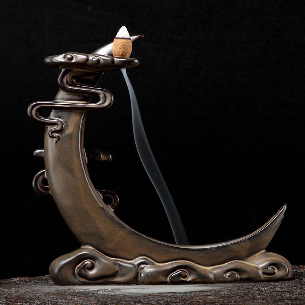 LANSEL Incense Burner Incense Cone Burner-Reverse Ceramic Creative Net Moon Flow Smoke Incense Burner