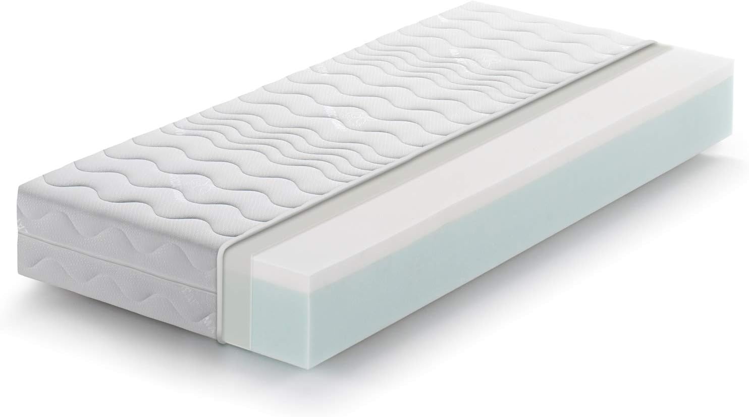 Marcapiuma Euro Single Memory Mattress 3 ft (3ft x 6ft6) 90x200 cm depth 15 cm SUNRISE H2 Medium Firmness Non-allergenic Dust mite resistant Breathable Fresh and Soft Removable Cover Made in Italy