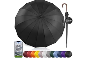Royal Walk Windproof Large Umbrella for Rain 54 Inch Automatic Open for 2 Persons Wind Resistant Big Golf Umbrellas for Adult Men Women Classic Wooden Handle Fast Drying Strong 16 Ribs Travel 120cm