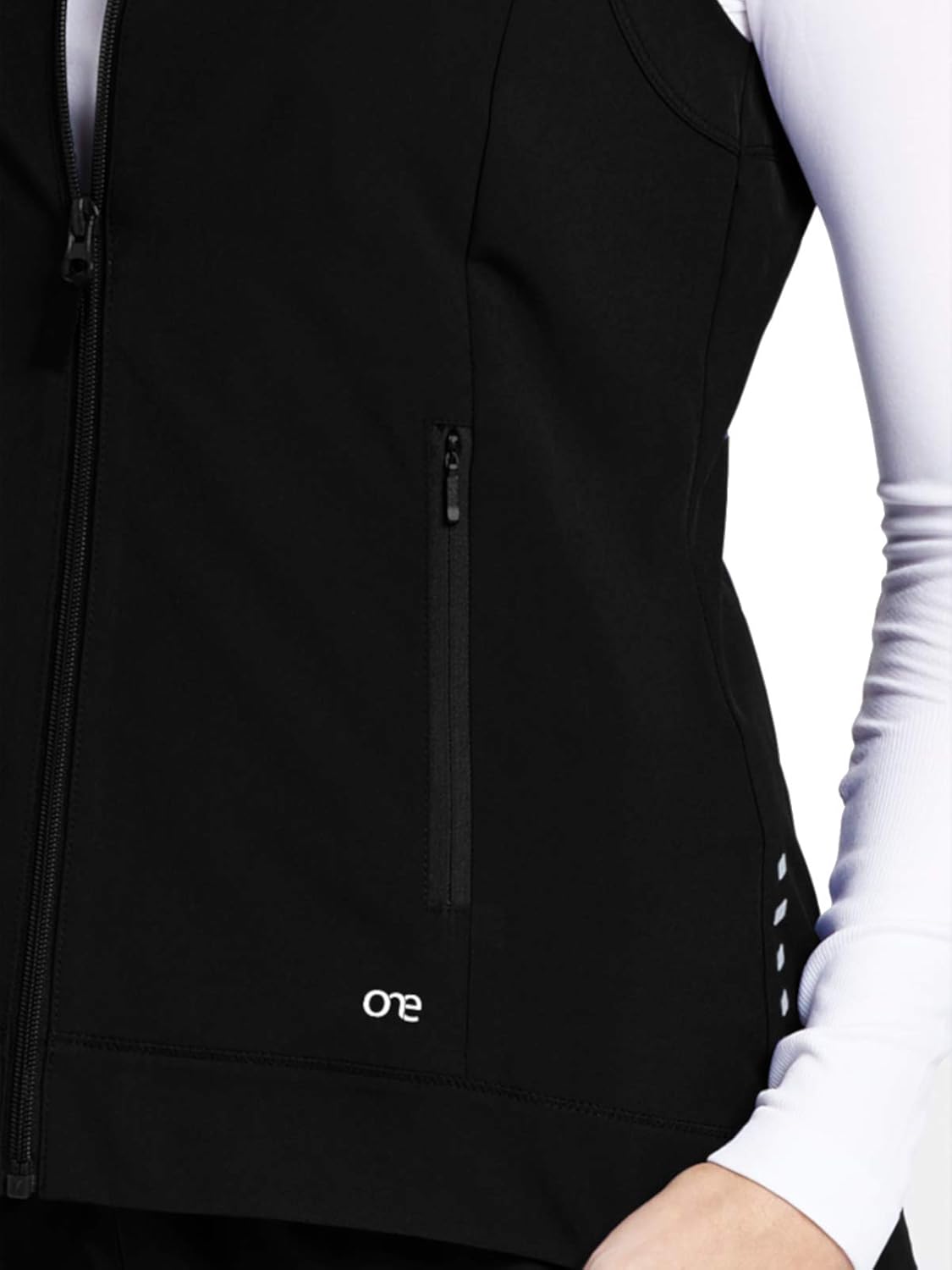 BARCO ONE 2-Pocket Mock Neck Zipper Vest for Women - Stretch Medical Scrub Vest: Clothing