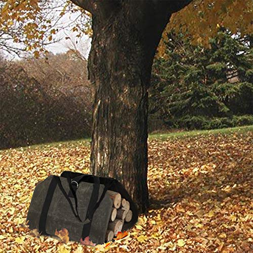 TABITORA Waxed Canvas Bag Firewood Log Carrier Outdoor Indoor Large Capacity Durable Holders Woodpile - Thumbnail 5