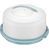 Tribello Extra Large Cake Storage Container, Cake Carrier With Handle Holds Cake 12 X 12 X 5 (Blue)