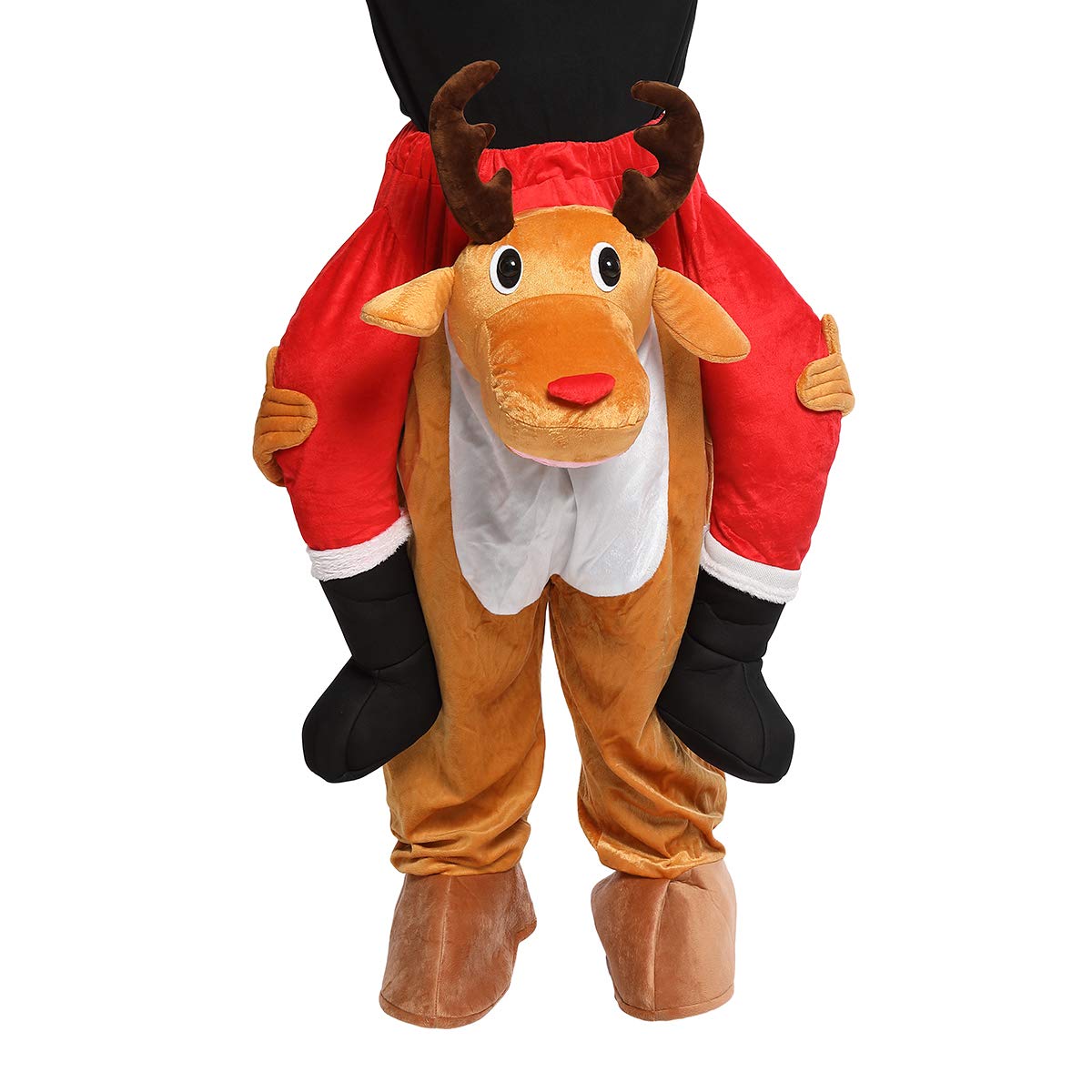 CRSURE Christmas Reindeer Costume,Easy to Wear and Walk Costume for Reindeer Mascot,Fancy Riding on Reindeer’s Shoulders Unisex Adult