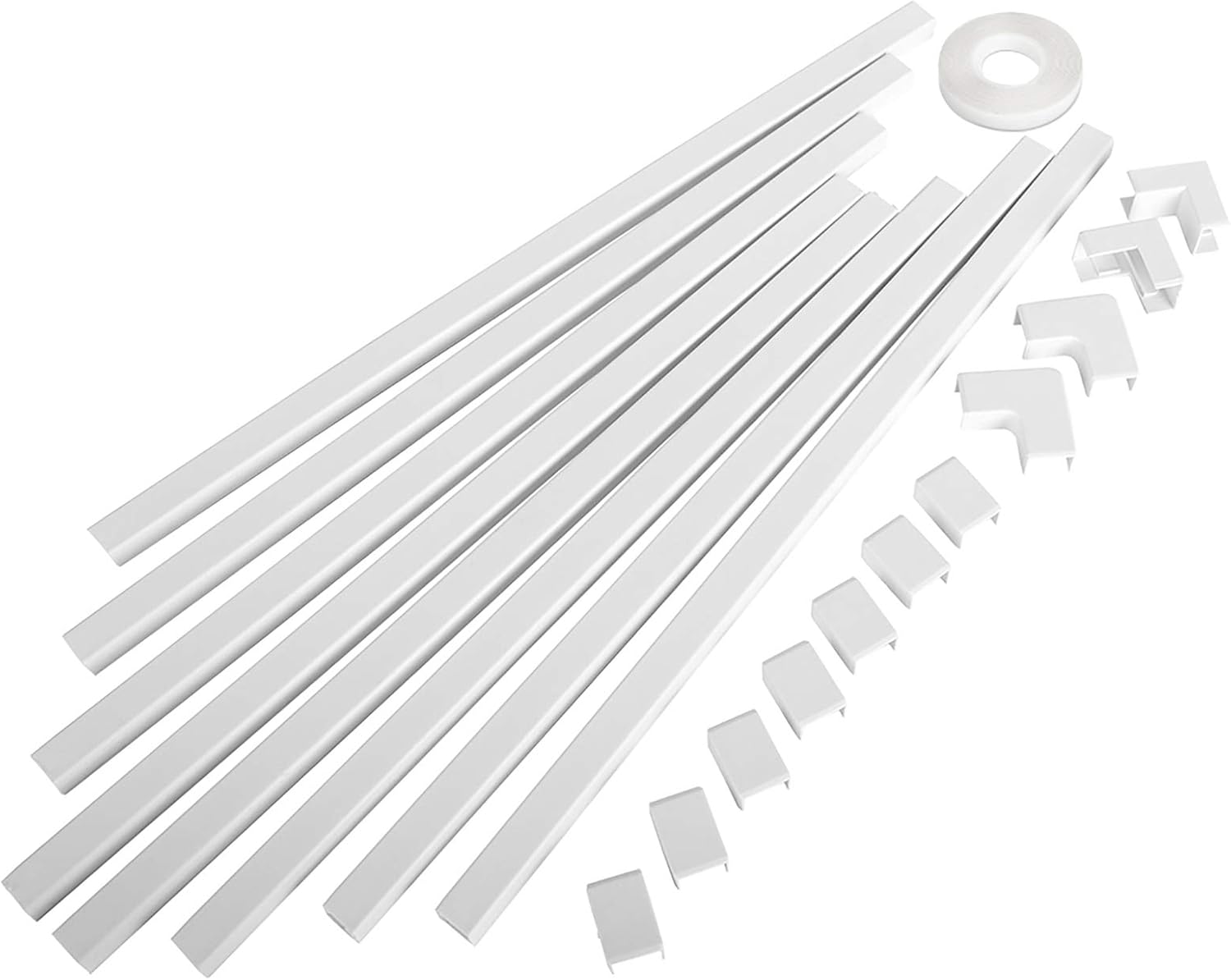 One-Cord Channel Cable Concealer - CMC-03 Cord Cover Wall Cable Management System - 125" Cable Hider Raceway Kit for a Power Cord, Ethernet Cable, Speaker Wire - 8X L15.7in, W0.59in H0.39in, White: Electronics
