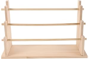 Mobestech Wooden Ribbon Storage Rack Organizer 3-tier Ribbon Spool Holder for Florist Crafting and Wrapping