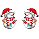 Yearace Snowman Snowflake Christmas Earrings for Women Sterling Silver Santa Claus Stud Earrings - Winter Holiday Xmas Earrings Cute Colorful Christmas Jewelry Gifts