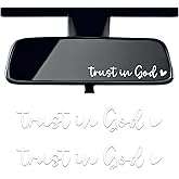 Ferianl 2PCS Trust in God Rearview Mirror Decals, Car Vinyl Decal, Waterproof Auto Window Sticker, Cars Rearview Mirror Decorative Stickers, Universal for Vehicle, Truck, Laptop (White)
