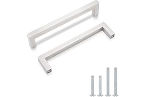 Gobrico 5 Pack Brushed Nickel Cabinet Pulls 5 inch Cabinet Handles, Kitchen Cabinet Handles Square Drawer Pulls Hole Centers 