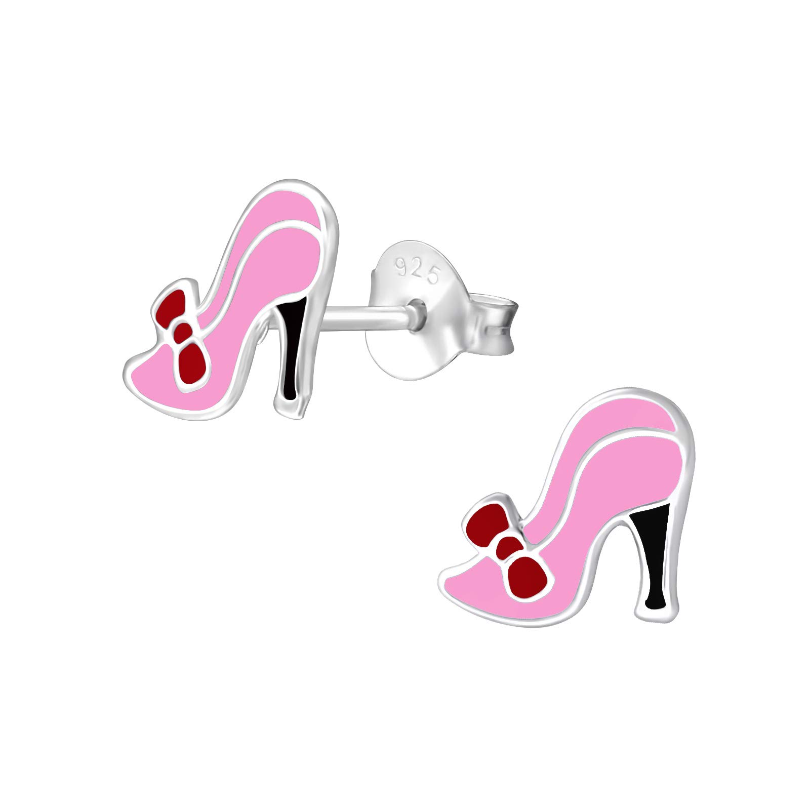 High Heeled Pink Shoe Sterling Silver Stud Earrings