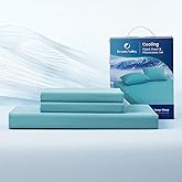Dream Valley® Queen Sheet Set, Cooling Fitted Sheet with 2 Pillowcase-3 PCS with No Flat Sheet,Q-Max > 0.4 Aerocool, Cooling for Night Sweats, Hot Sleepers,deep Pocket up to 15",Dream Blue