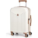BAGSMART Hardside Expandable Luggage With Spinner Wheels, PC Lightweight Carry-On Luggage Airline Approved With TSA Lock, Durable Women Travel Suitcase Carry On 20 Inch, Beige