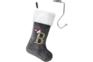 infleesh 20 Inches Monogrammed Christmas Stockings with Letters,Super Soft Christmas Stockings Large Monogram Stockings Red Letter Stockings for Christmas Holiday Xmas Gift…