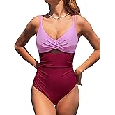 CUPSHE Women's One Piece Swimsuit V Neck Twist Bathing Suit Adjustable Double Straps Cutout Crisscross Back Self Tie