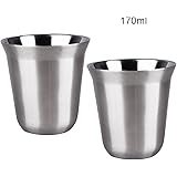 IMEEA Espresso Cups Shooters Double Wall 18/10 Stainless Steel Demitasse Cups, 5.8oz/170ml, 2-Piece