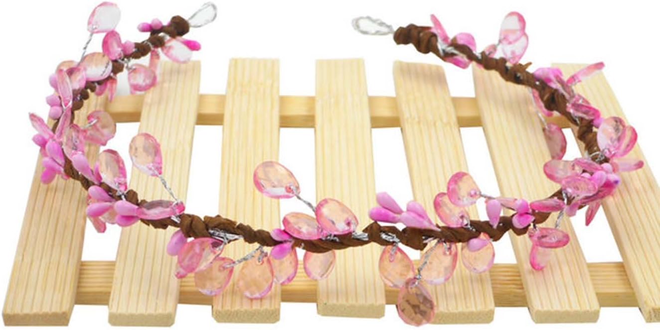 Artificial Berries Crown Wedding Hair Accessories Bridal Hairband Woodland Headpiece Flower Headband for Bridesmaids Flower Girl Bride Holiday Headwear Photo Props Pink