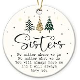 Gift Glow Birthday Gifts for Sisters Bestie - Cute Sister Christmas Ornament 2026, Soul Sister Gifts for Women, Ceramic Ornament for Christmas Tree Decorations, Friendship Ornaments for Women Friends