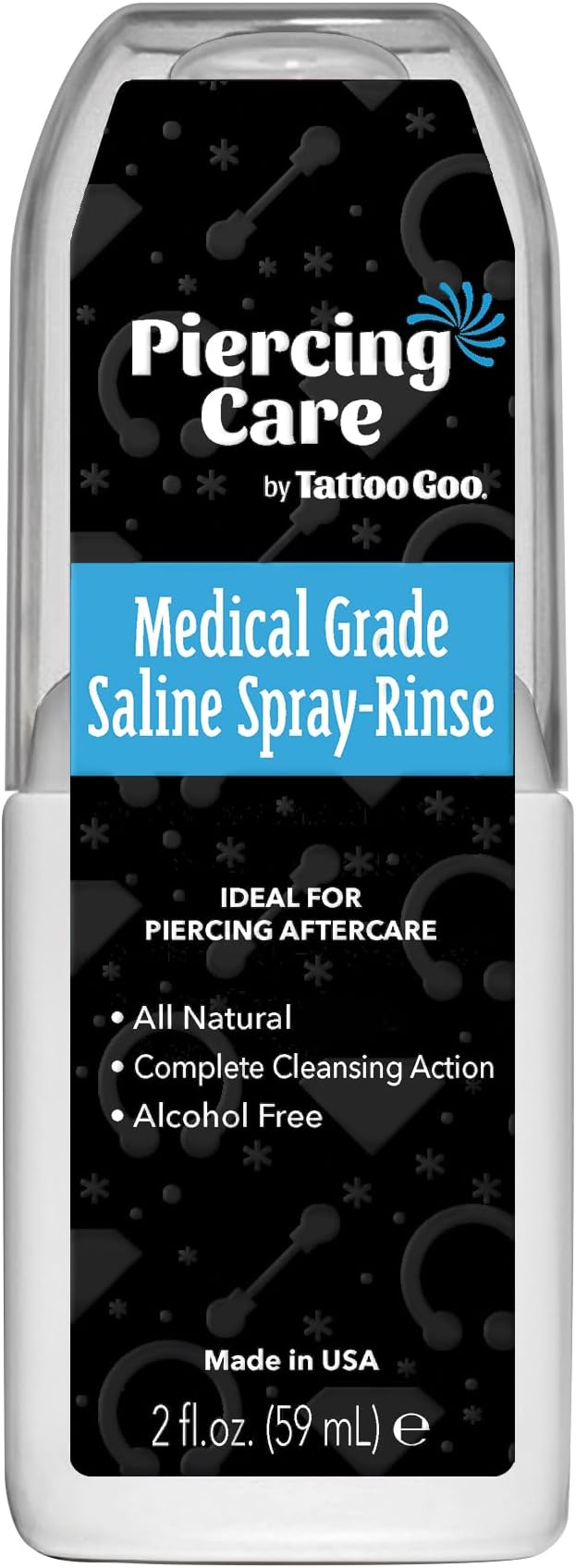 Tattoo Goo Blue Wave Saline Cleansing Solution Natural Sterile Rinse Piercing
