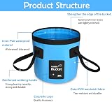 FALEIZHI 12L 20L Folding Water Bucket Portable Collapsible Camping Yellow view 3