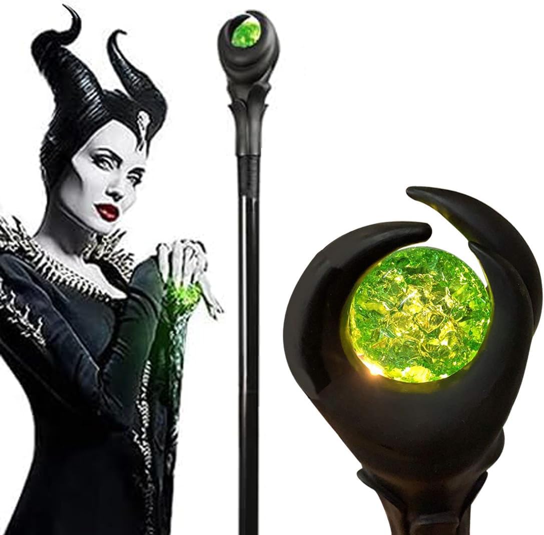 Infinity Gauntlet 51 inch Light Up Maleficent Staff Evil Wizard Wands Magic Witch Wands with Glowing Light Halloween Wands Cosplay Costume Props for Adults