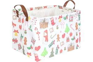 FXOCSHE Christmas Basket,Waterproof foldable Christmas storage hamper with handle,Baby Storage Basket,Nursery Baby Hamper,Kids Laundry hamper,Christmas Home Decor,Gift Basket（Christmas Basket）