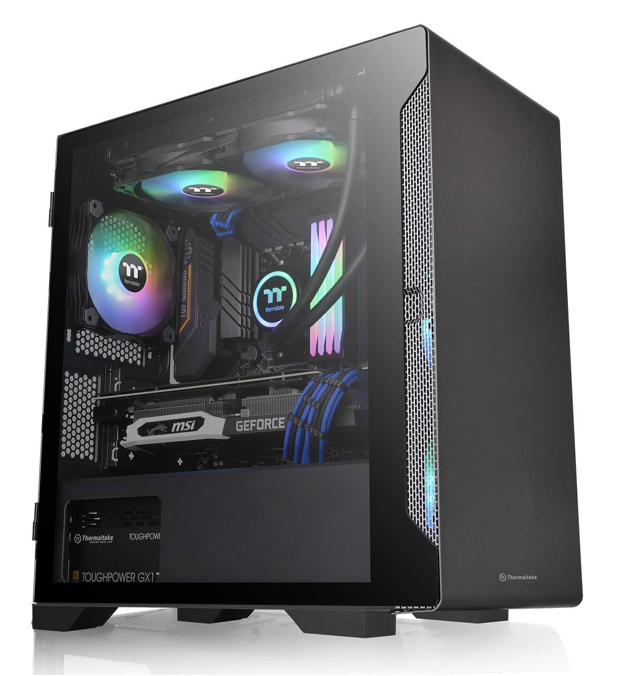 Thermaltake CA-1Q9-00S1WN-00 S100 Tempered Glass Black Edition Micro-ATX Mini-Tower Computer Case with 120mm Rear Fan Pre-Installed