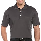 PGA Tour Men's Short Sleeve Airflux Solid Polo Shirt with Pocket Shirt