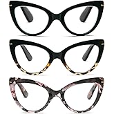 DXYXYO Cat Eye Blue Light Blocking Reading Glasses 2.0 Women Vintage Oversized Fashion Anti Blue Readers 3 Pack Retro Cute Computer Eyeglasses
