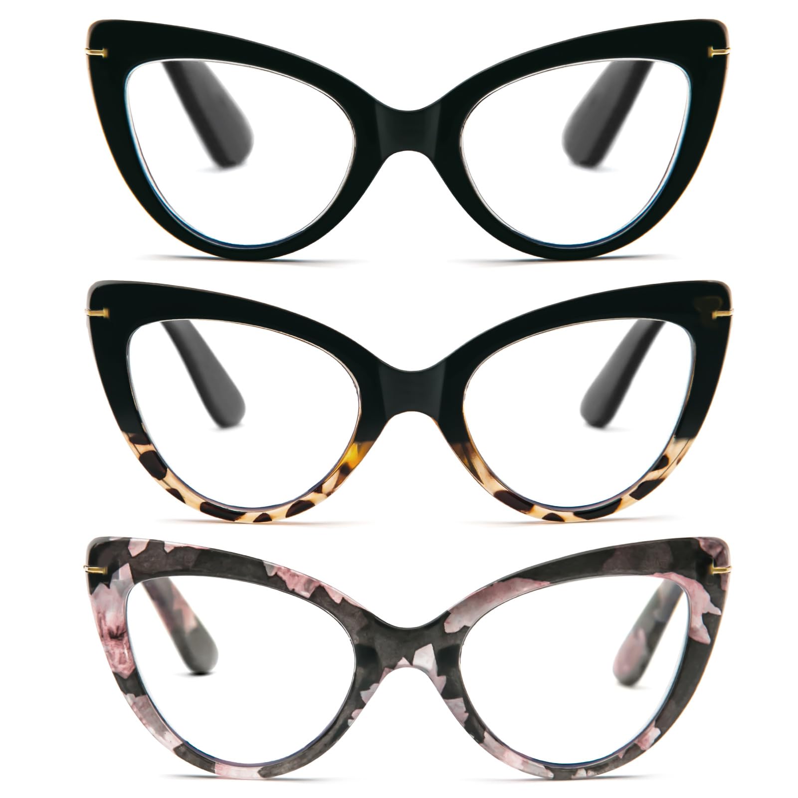 KoKoBin 3 Pack Reading Glasses Women's Blue Light Blocking Glasses Fashion and Comfortable Computer Reader (3 Pack, 1.5, diopters)