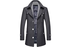 zeetoo Men's Wool Peacoat Winter Buttons Jacket Windproof Classic Pea Coat
