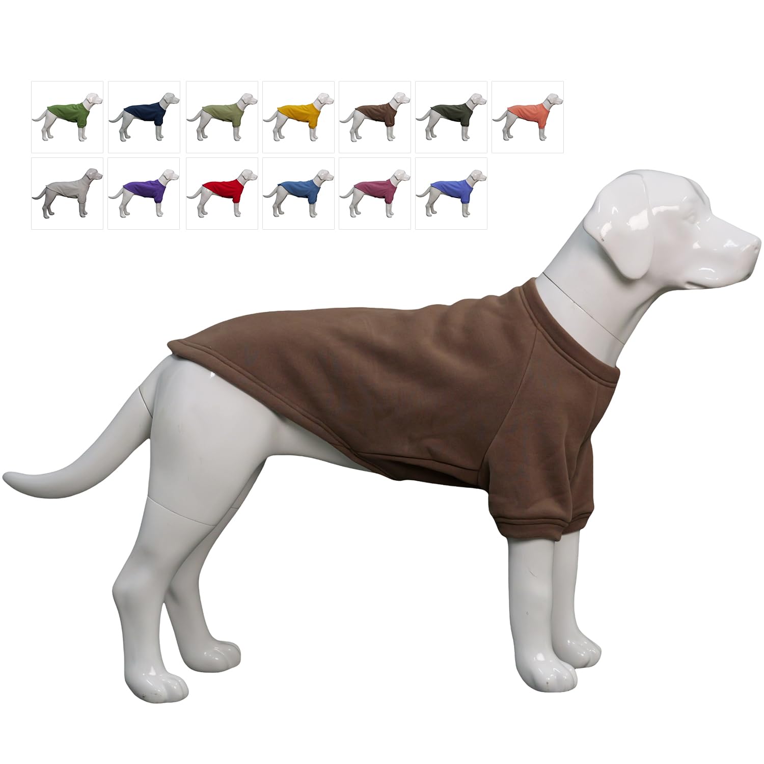 Lovelonglong Dog Sweatshirt - Cold Weather Pullover for Small to Large Dogs - Coffee Brown
