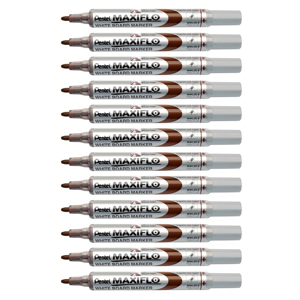 Pentel MWL5S-E with Liquid Ink and Pump System, Pack of 12, Brown