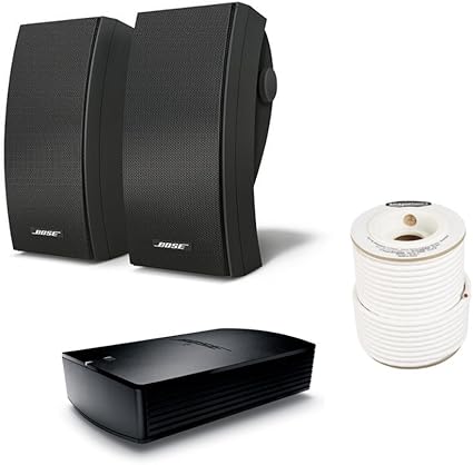 Amazon Com Bose 251 Environmental Outdoor Speakers Black With Sa 5 Amplifier And Amazonbasics Speaker Wire 14 Gauge 99 9 Oxygen Free Copper 100 Feet Home Audio Theater