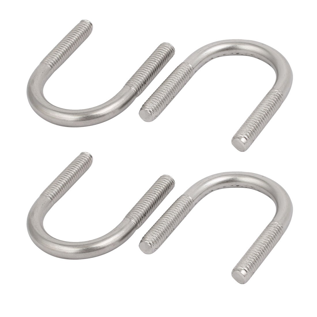 sourcing map 4pcs M6x25mm 304 Stainless Steel Round U-Bolt w Nylon Insert Lock Hex Nut Washer